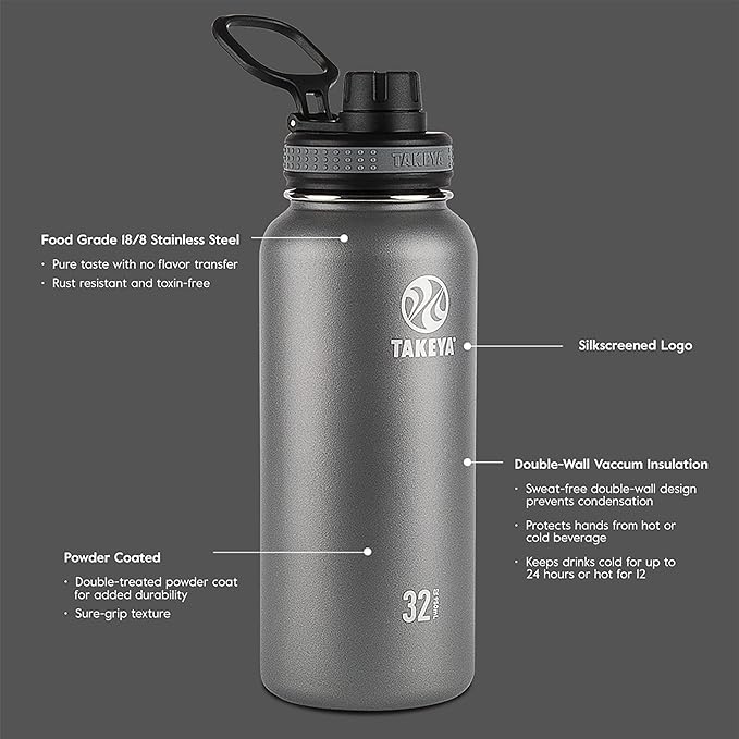 Takeya Originals 24 oz Vacuum Insulated Stainless Steel Water Bottle - Image 3