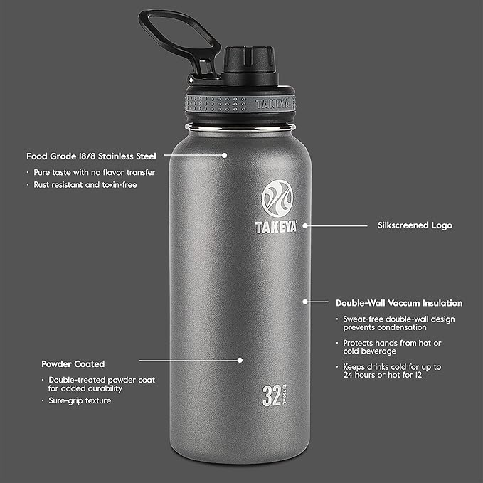 Takeya Originals 40 oz Vacuum Insulated Stainless Steel Water Bottle - Image 3