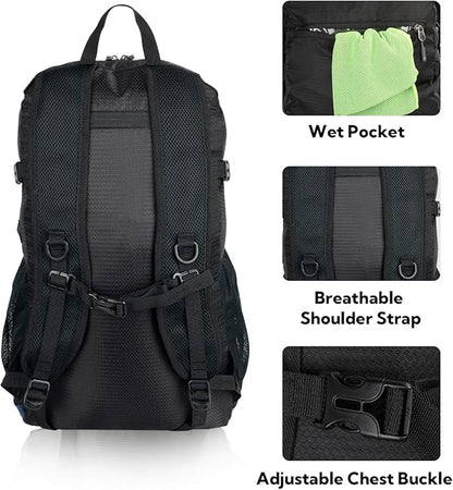 WATERFLY Lightweight Packable Hiking Backpack: 30L Foldable Travel Daypack - Image 5