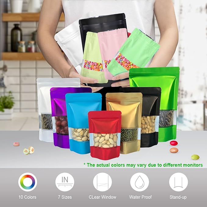 5.9"x8.6" 120pcs Mylar Bags for Food Storage, Smell Proof Bags - Image 6