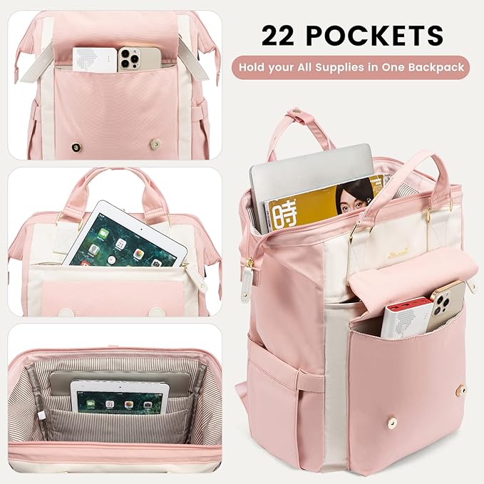 LOVEVOOK Laptop Backpack for Women Work Travel Computer Backpacks Purse - Image 2