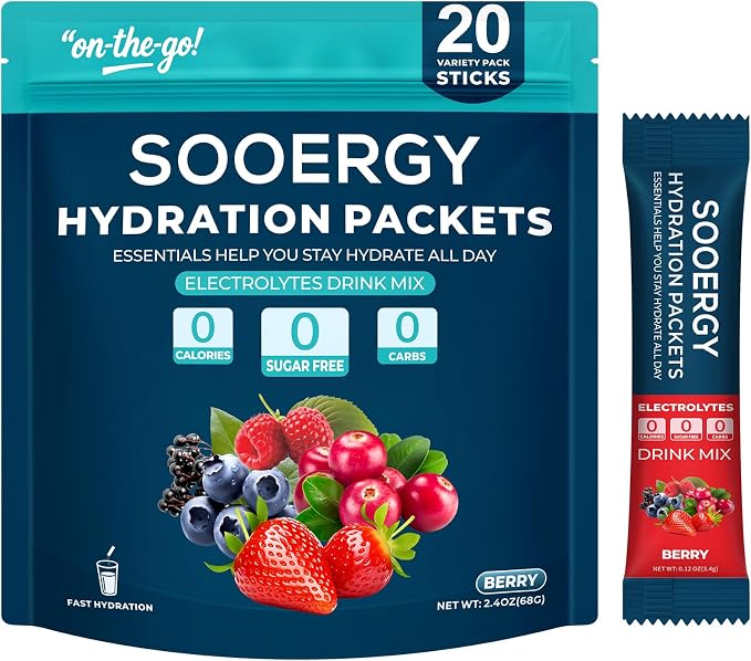 Electrolytes Powder Packets Sugar Free Hydration Packets, Liquid Daily IV by Sooergy
