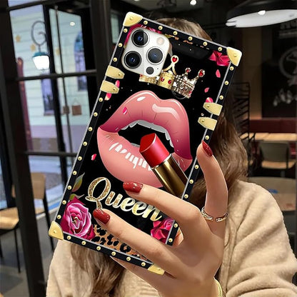 Compatible with iPhone 12 Case, Glitter Red Rose Queen Leopard Lipstick Luxury - Image 6