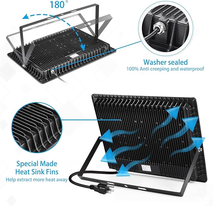 YANYCN 2 Pack 500W LED Flood Light Outdoor, 2750W Equivalent Super Bright - Image 6