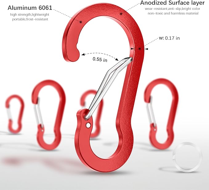 sprookber 2" Small Carabiner Clip, D Ring Caribeener, Spring Snap Hook - Image 4