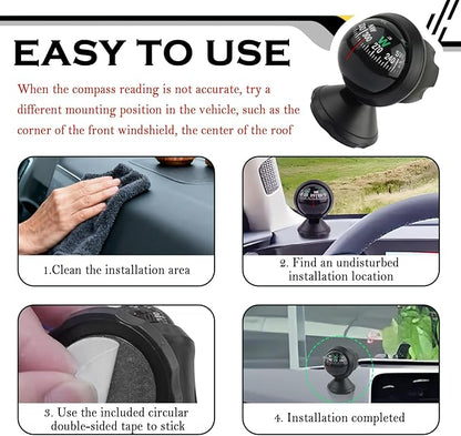 Compass for Car with Bottom Stick Car Compass Ball, Adjustible and Night Vision - Image 6