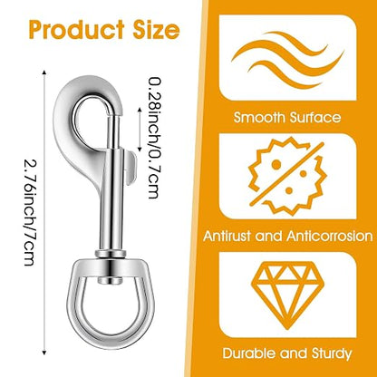 36 Pcs Swivel Snap Hooks, 2.76 Inch Heavy Duty Flag Clasp Single Ended Clip - Image 2