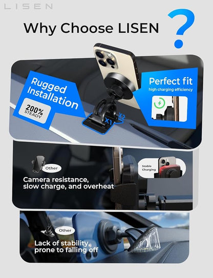 LISEN for 15W MagSafe Car Mount Charger, Magnetic Wireless Car Charger for - Image 6
