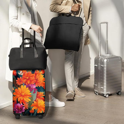 ANNA QUEEN Boho Floral Luggage Cover, Spring Orange Flower Pattern Suitcase - Image 8