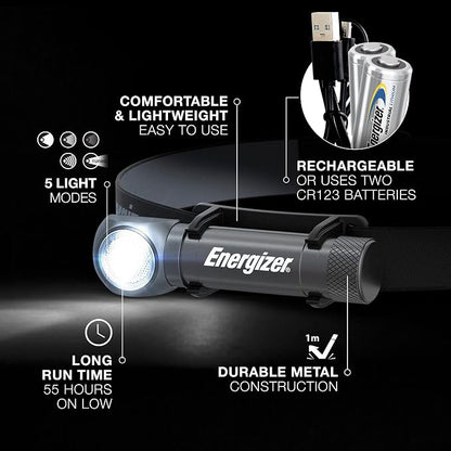 Energizer LED Headlamp Rechargeable X1000, Ultra Bright IPX4 Water Resistant - Image 2