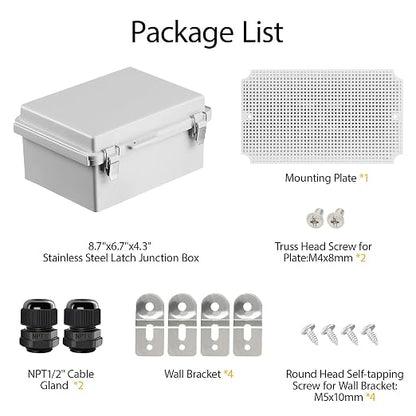 LeMotech Electrical Box, IP67 Waterproof Hinged Cover Stainless Steel Latch - Image 8