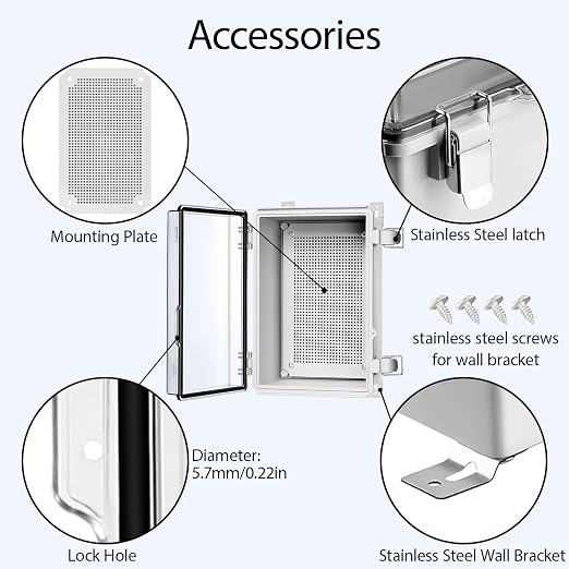 LeMotech Electrical Box, IP67 Waterproof Hinged Clear Cover Stainless Steel - Image 4