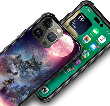 for iPhone 13 Pro Max Case, Star Two Wolfs Howling Pattern Graphic Design Girl - Image 7