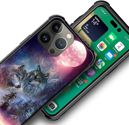 for iPhone 12 Pro Max Case, Star Two Wolfs Howling Pattern Graphic Design Girl - Image 3