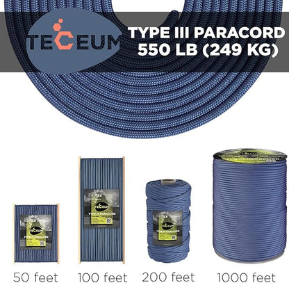 TECEUM 5/32" Paracord Rope 1000 – 1000ft / 200ft / 100ft / 50ft – Tactical - Image 9