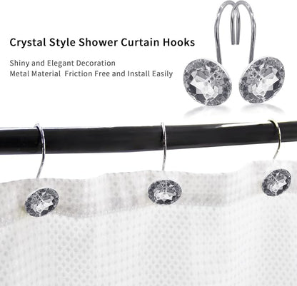 MitoVilla Grey Shower Curtain Hooks Rings, Metal Shower Hooks - Image 3