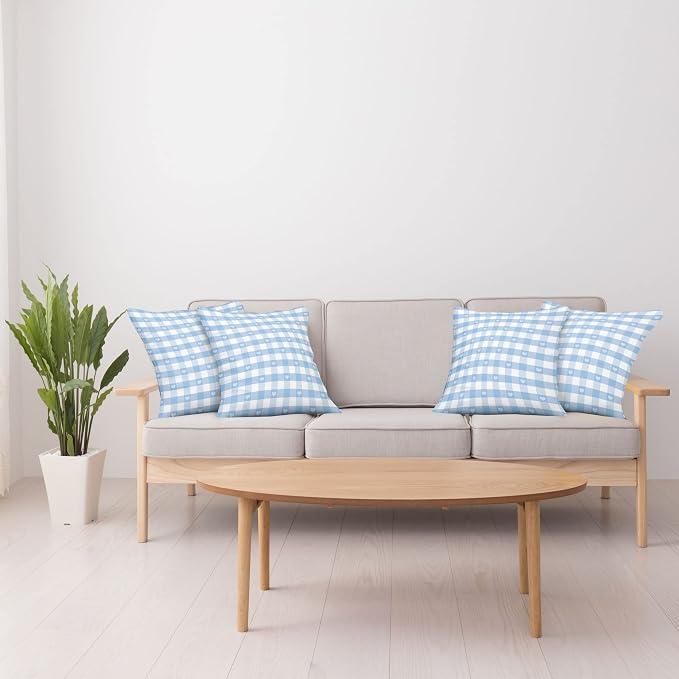 Ambesonne Checkered Decorative Throw Pillow Case Pack of 4, Gingham Motif - Image 4