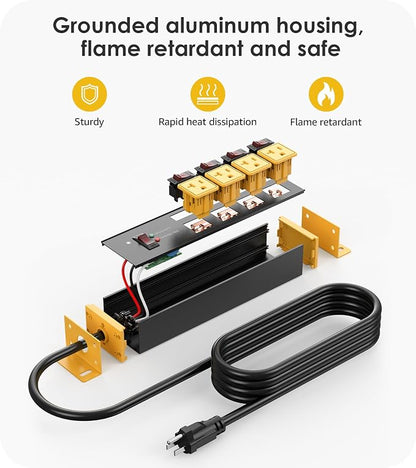 CCCEI Heavy Duty Surge Protector Power Strip 20 Amp Individual Switches. 6FT 12 - Image 6