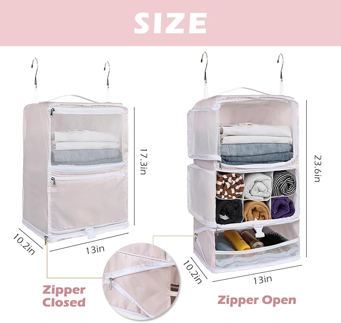 Surblue Hanging Shelves Travel Storage Bag Compression Packing Cube - Image 5