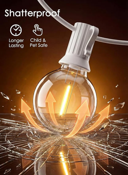 SUNSGNE 25FT G40 LED White Outdoor String Lights - Image 4