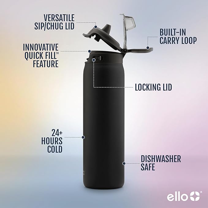 Ello Pop & Fill 22oz Stainless Steel Water Bottle - Image 3