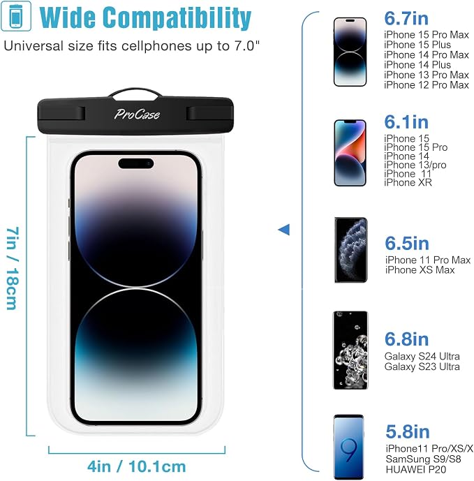 ProCase 6 Pack Waterproof Phone Pouch Dry Bag Underwater Case - Image 2