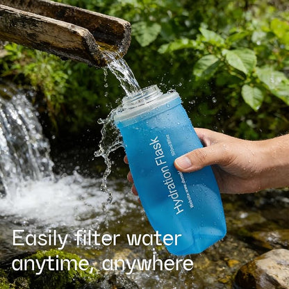 GUYI 500ml Collapsible Water Filter Bottle, Removes Impurities, BPA Free - Image 6