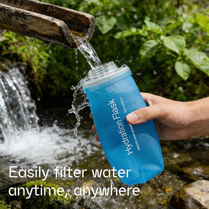 GUYI 1.0L Collapsible Water Filter Bottle, Removes Impurities, BPA Free - Image 6