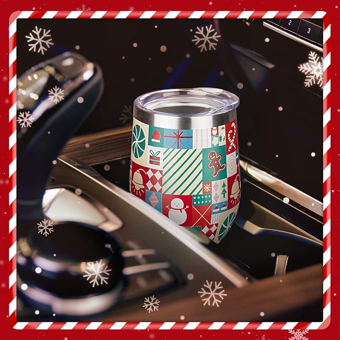Christmas Wine Tumbler 12 oz Christmas Stainless Steel Wine Glass - Image 6