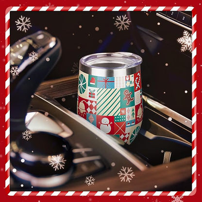 Christmas Wine Tumbler 12 oz Christmas Stainless Steel Wine Glass - Image 6