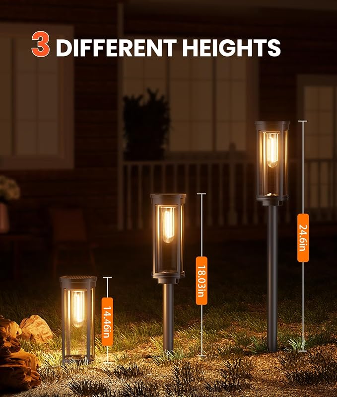 NEWMESSI 8 Pack Solar Pathway Lights Outdoor IP65 Waterproof Super Brightness - Image 3