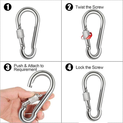 Locking Carabiner Clips, Stainless Steel Spring Snap Hook Locking Carabiner - Image 4