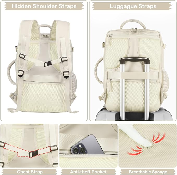 Hanples Travel Backpack for Women Men Large Carry On Person Item Flight - Image 7