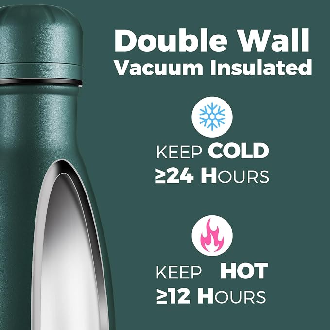 Volhoply 17oz Stainless Steel Water Bottles Bulk, Leakproof Insulated Metal - Image 3