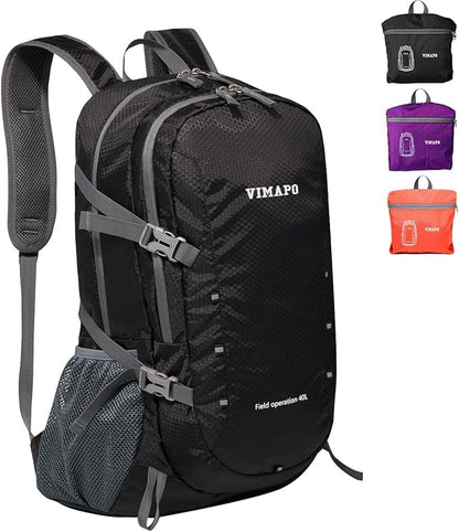 Packable Lightweight Backpack 40L, Ripstop Nylon Foldable Traveling Daypack by Vimapo