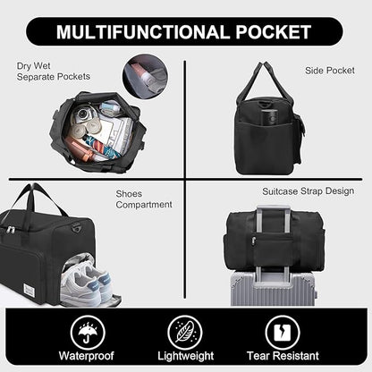 Suruid Gym Bag for Women Men, Travel Duffle Bag Large Capacity Carry On - Image 3