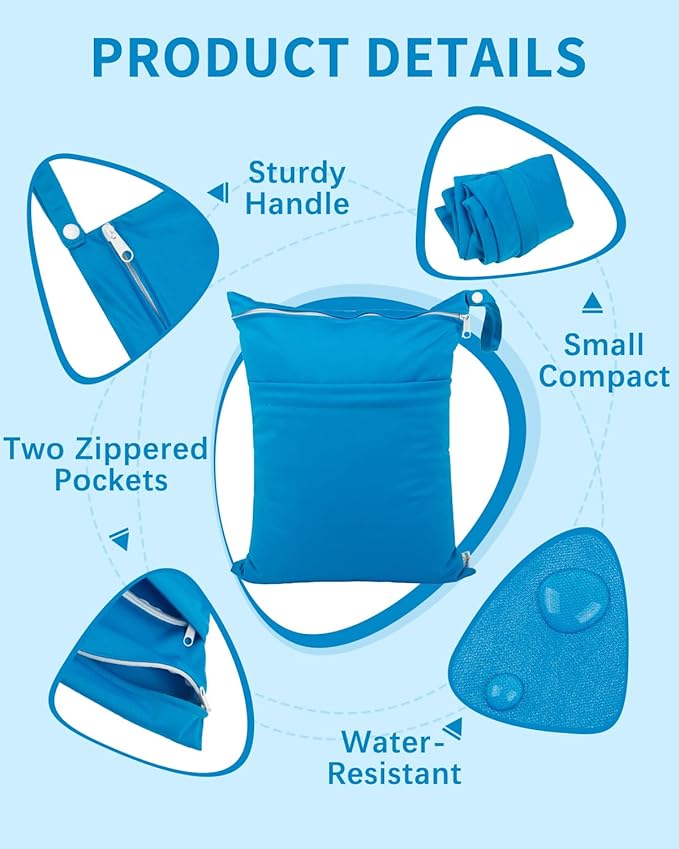 babygoal Wet Dry Bags 3 Pack for Baby Cloth Diapers, Washable Travel Bags - Image 2
