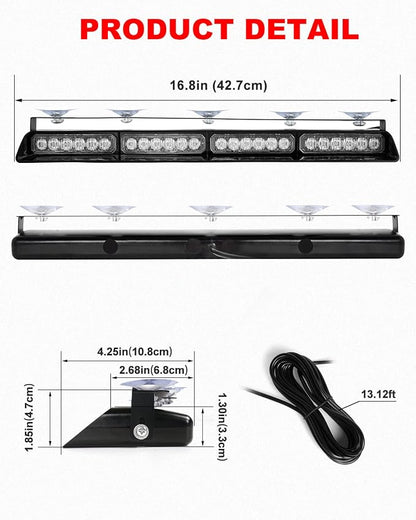 HLauto 6Z4J Emergency Dash Strobe Lights: 2x16.8 inch Red White Safety Lights - Image 8