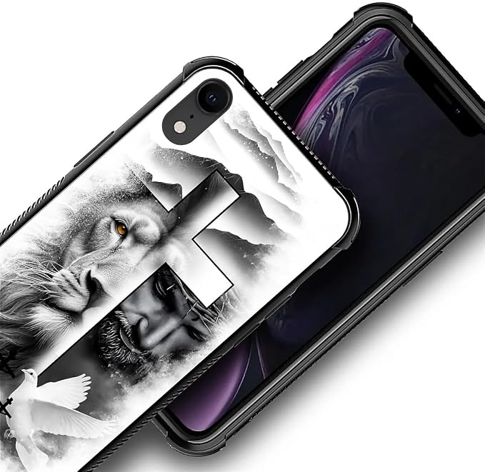 for iPhone XR Case, Lion Cross Jesus Christ Dove Pattern Graphic Design Girl - Image 4
