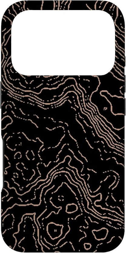 Topography Black & Brown Abstract Pattern Topographic Map Case by Unknown