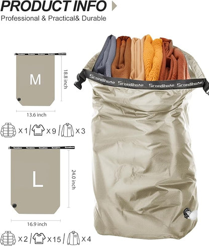 Travel Laundry Bag, Pump-Free Vacuum Compression Dirty Clothes Bag, Medium - Image 2