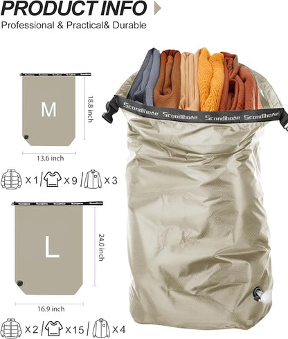Travel Laundry Bag, Pump-free Vacuum Compression Dirty Clothes Bag, Large - Image 2