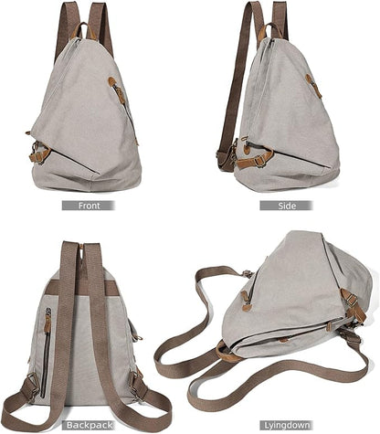 KL928 Canvas Vintage Backpack – Large Casual Daypack Outdoor Travel Rucksack - Image 9