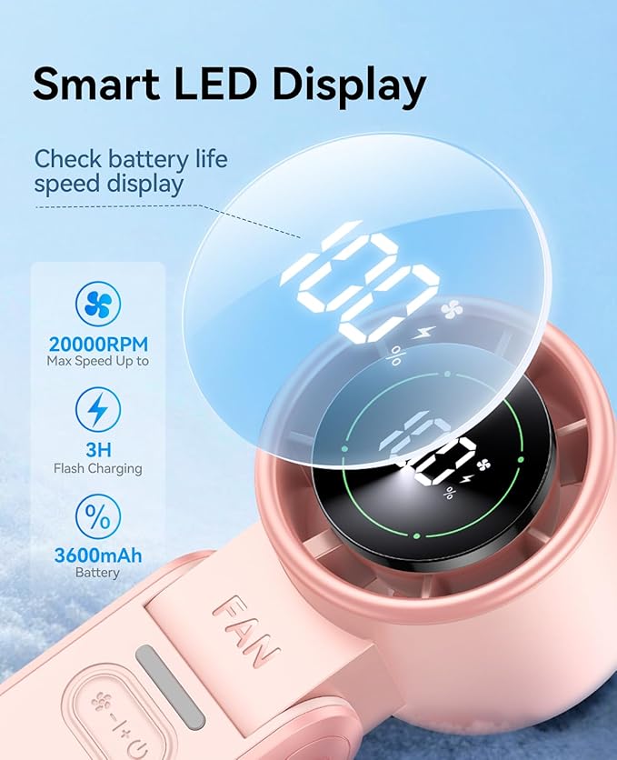 KIMMOO 3-in-1 Portable Handheld Turbo Fan-100 Speeds, Powerful 20000 RPM - Image 6