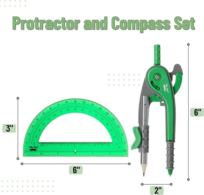 Mr. Pen- Geometry Compass and Protractor Set, 6 Inch Compass, 6 Inch Protractor - Image 2