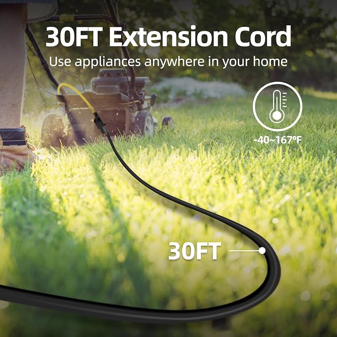 TiFFCOFiO Indoor Outdoor Extension Cord Waterproof, 30 Feet 3 Prong Power Cord - Image 2