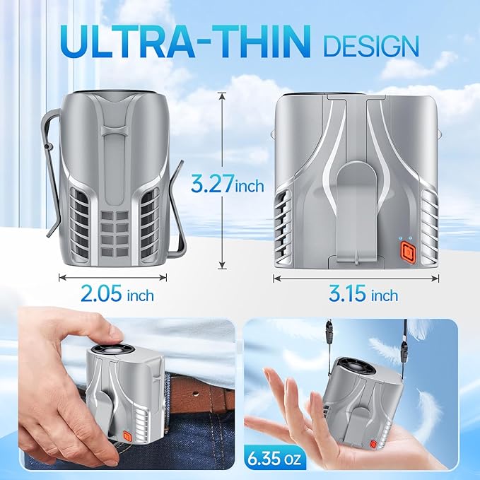 Portable Personal Waist Fan& Neck Fan, 14000RPM Brushless Motor, 40H Runtime - Image 4