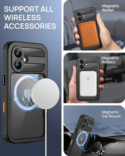 Lanhiem Magnetic for iPhone 16 Waterproof Case, Built-in Privacy Screen - Image 4