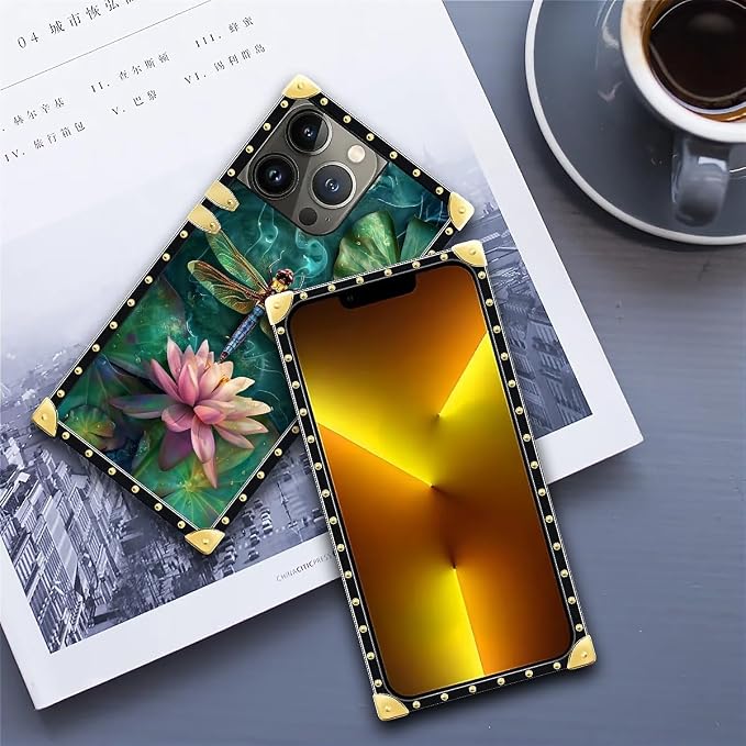 Compatible with iPhone 13 Pro Case, Colourful Dragonfly Pink Lily Pads Luxury - Image 6