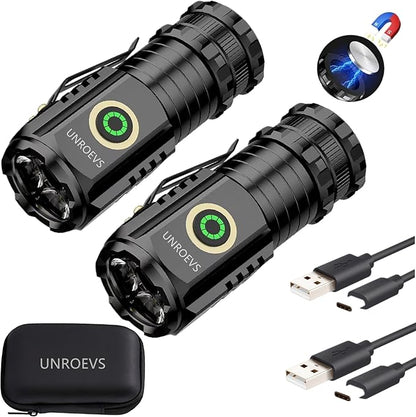 UNROEVS Mini Flashlight 2550 Lumens Rechargeable USB C Charging, Small by UNROEVS